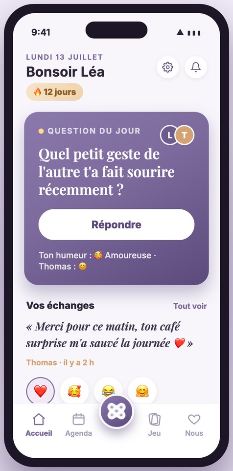 L’écran d’accueil de Duoly avec la question du jour